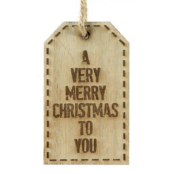 Χριστουγεννιάτικο Κρεμαστό Ξύλινο Ταμπελάκι, με Ευχές (10cm)